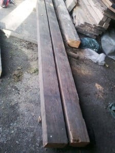 The reclaimed pitch pine 8”x5” beams | Former Chippendale student