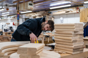 Student Nick Davis casting his over is in progress Project 1